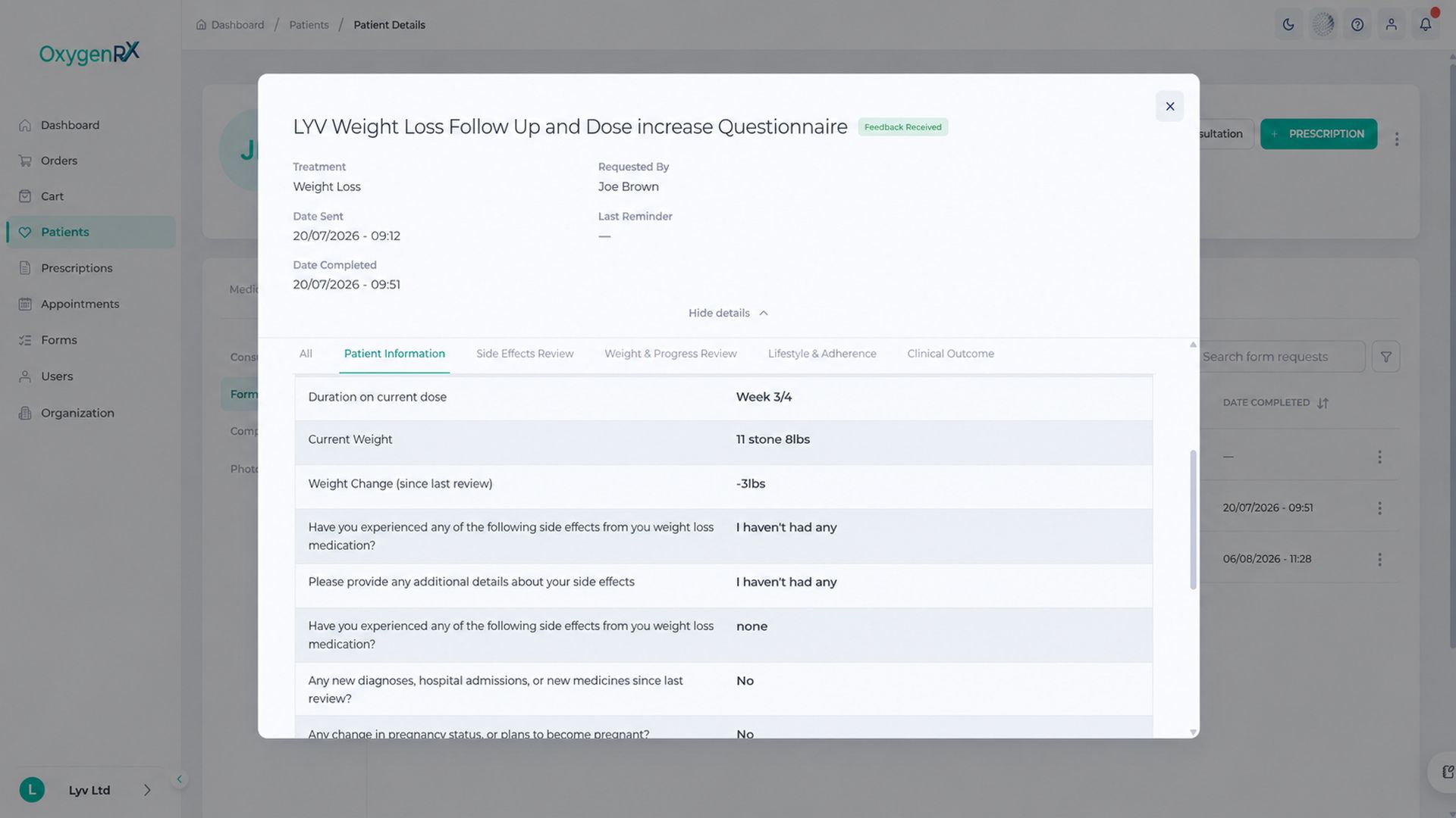 The right assessment form goes out automatically.
